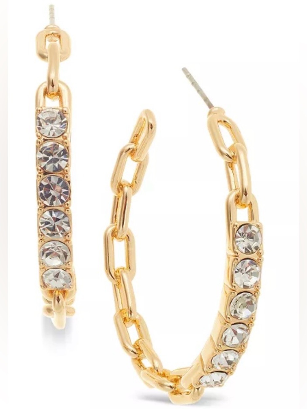 On 34th Gold Crystal-Accented Hoop Earrings 1.5” hoop MSRP $39.50